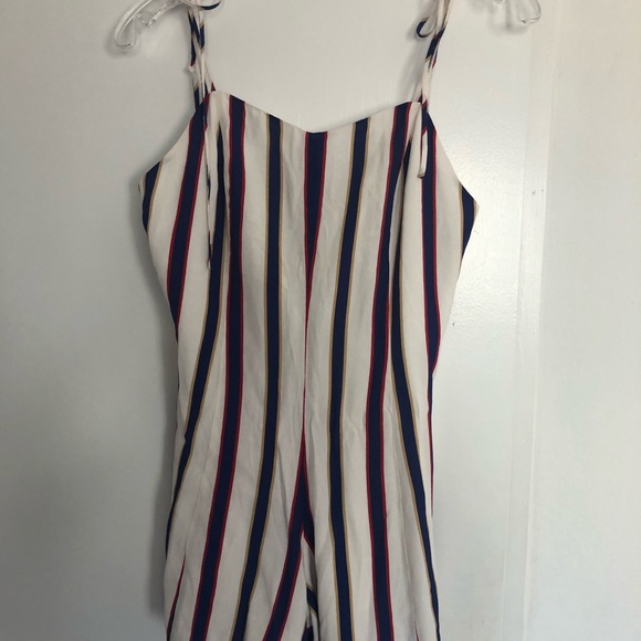 Striped Privacy Please Adjustable Strap Romper - Picture 1 of 2